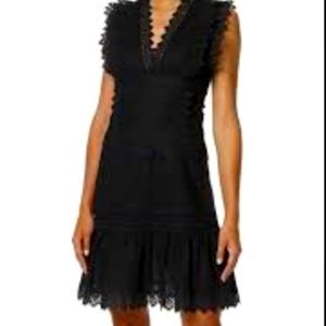 ALLISON JOY black eyelet and flouce above knee dress EUC